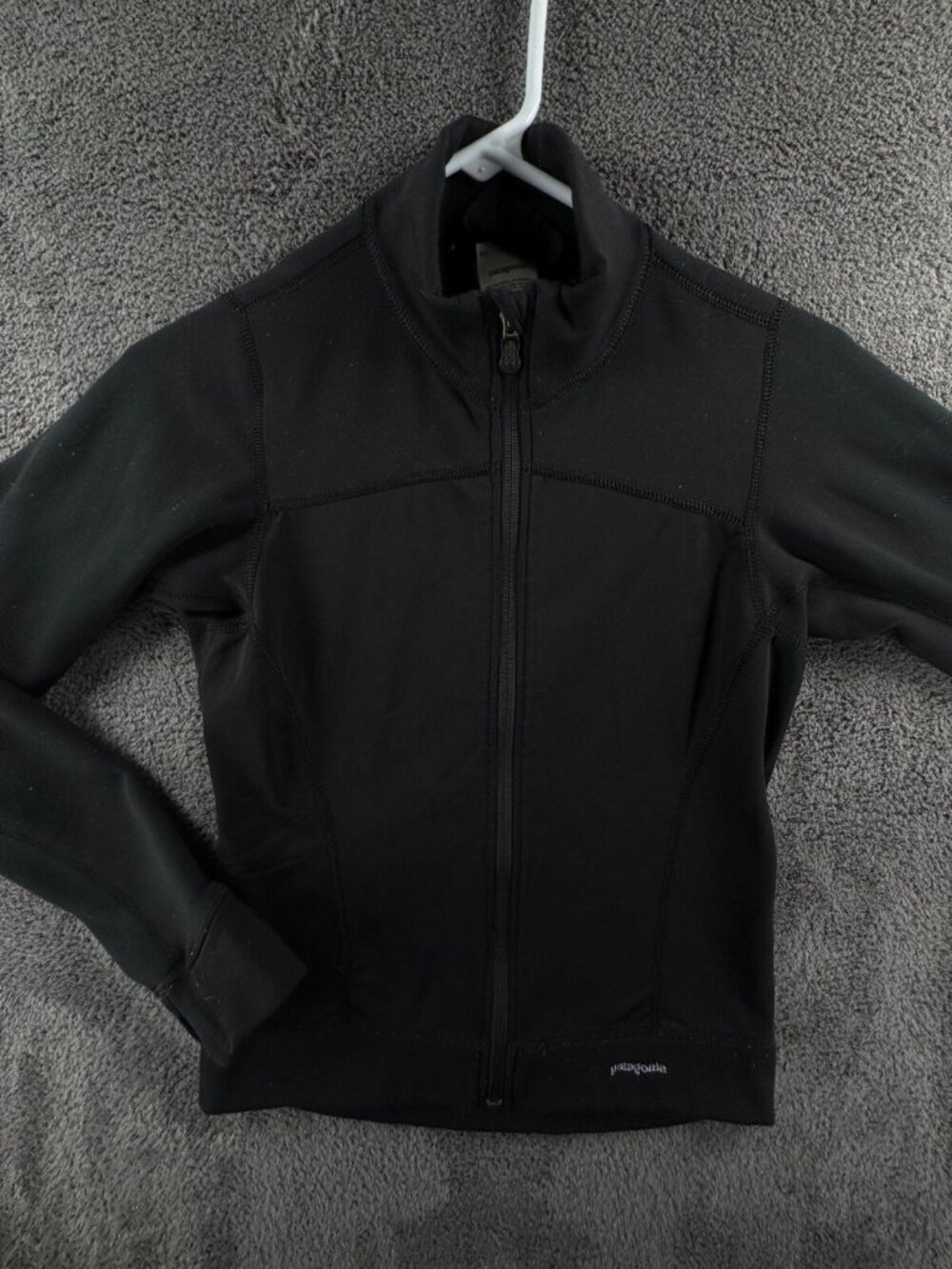 Patagonia Women XS Full Zip Black Jacket USA Made Stretch Adult Outdoors Logo